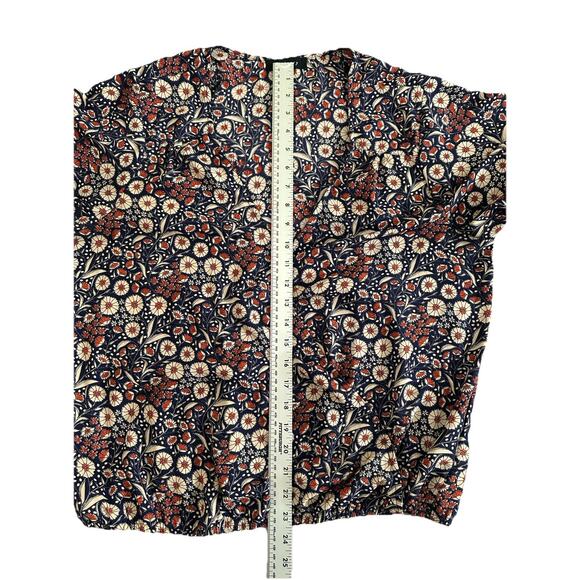 Sanctuary Flared 3/4 Bell Sleeve XL Boho V-Neck Navy Red Floral Blouse - Picture 10 of 10